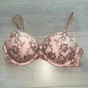 Victoria’s Secret  Rose Gold Lace dream Angeles push up - Pink Bra sz 34C
